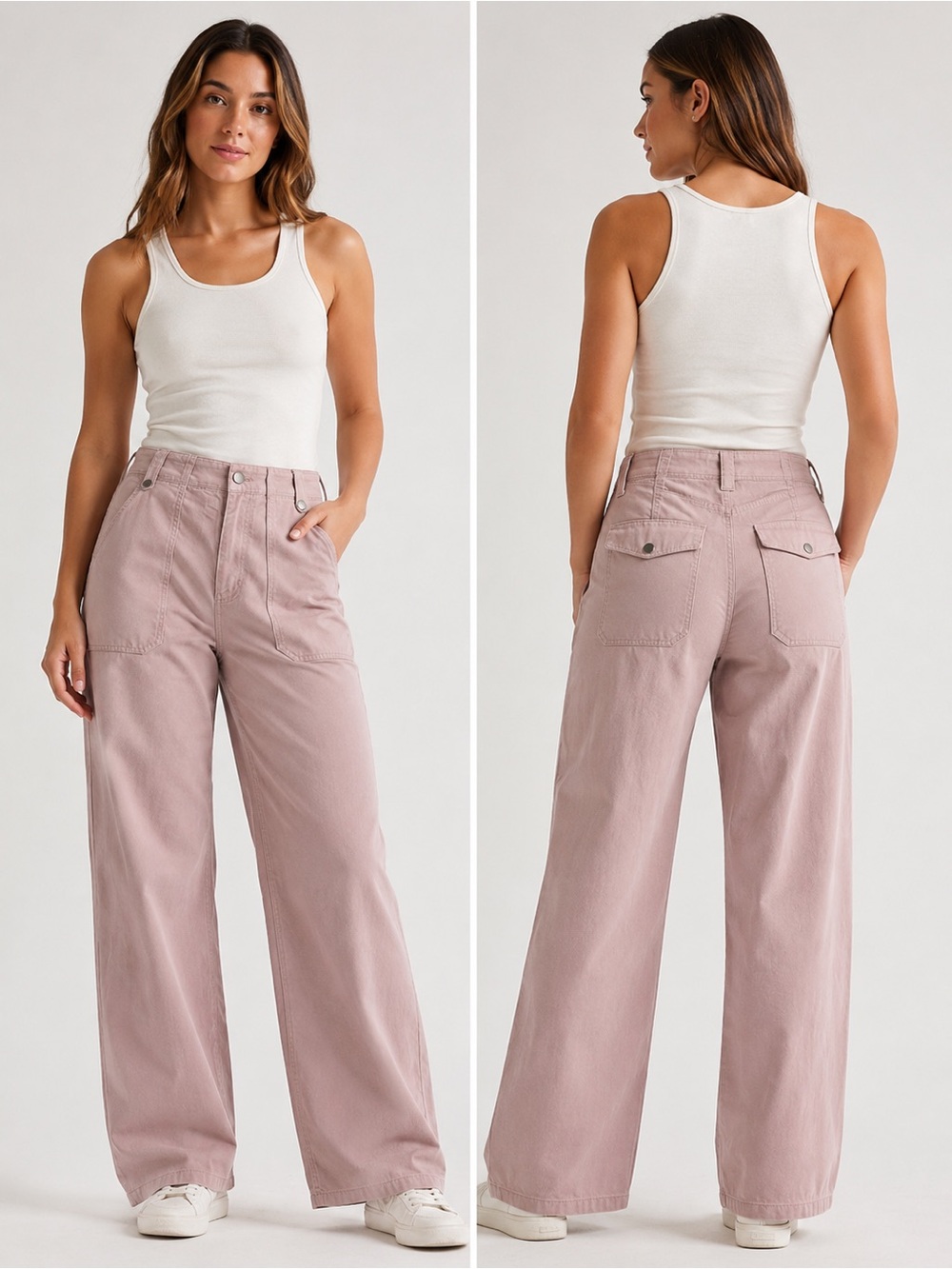 Universal Thread Wide Leg Flare Jeans in Dusty Pink